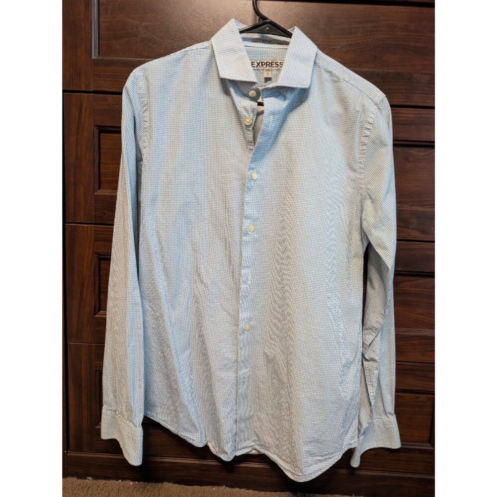 blue patterned dress shirt
